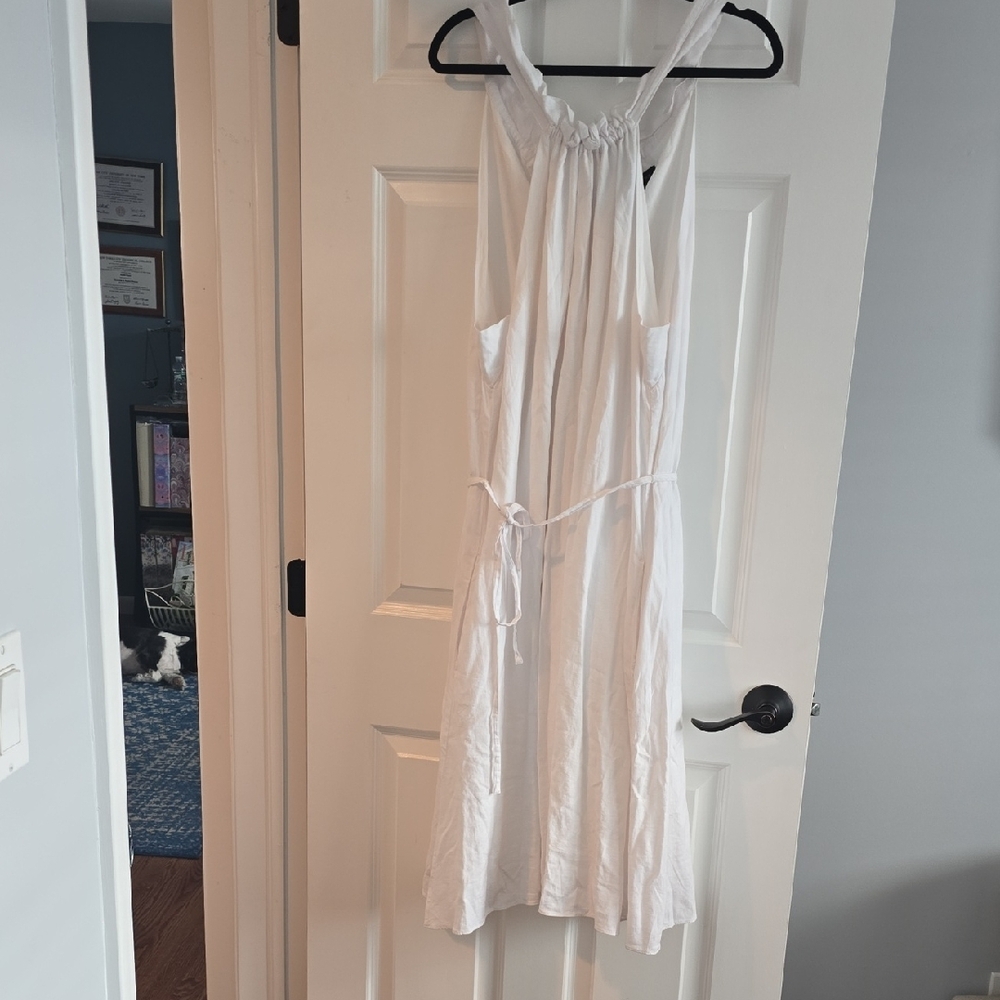 White Halter Linen Maxi Sundress